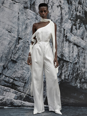 BLANCHE Scarf Cut-Out String Jumpsuit_White