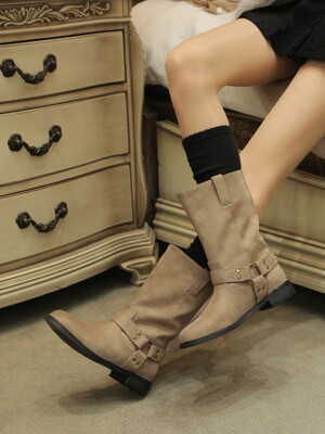 ljh7037 Biker middle boots _ 2colors