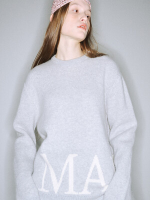 CASHMERE BLENDED PULLOVER LOGO SIMPLE_HEATHER IVORY
