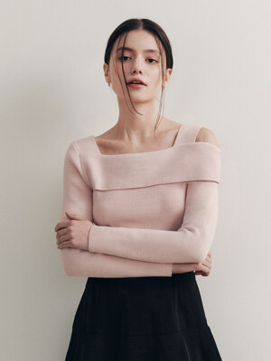 [5컬러] 솔리드 언발란스 오프숄더 스웨터