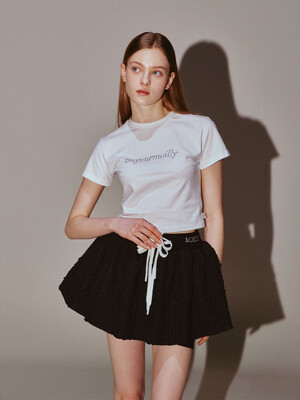 Frill Mini Shirring Skirt Black