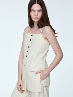 Halterneck Detail Summer Vest _ Cream Beige