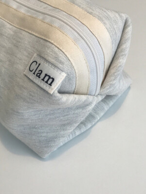Clam round pouch _ Oatmeal gray