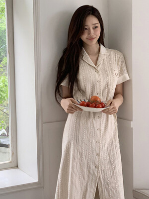 데일스포드 벨티드 레이스 사파리 원피스 (Cream/Mint)