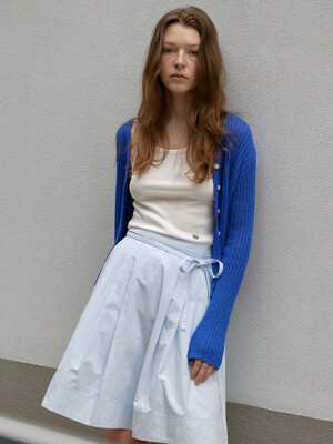 Ribbon Midi Skirt Blue