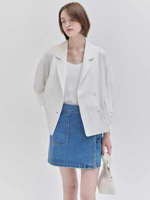 24MN linen crop casual jacket [WH]