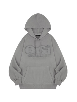 ODSD 피그먼트 데미지 오버핏 후드 - LIGHT GRAY