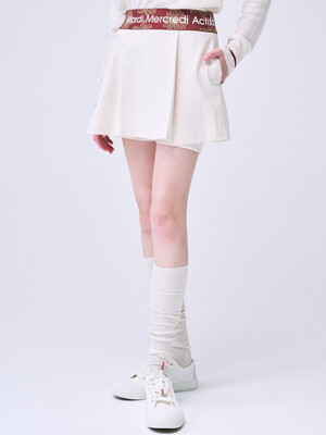 A-LINE MINI SKIRT JACQUARD BAND ALL FLOWERS_CREAM BURGUNDY