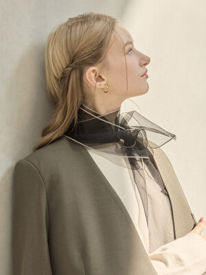 Organza Trimming Scarf_Black