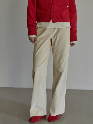 Corduroy semi wide pants - Cream