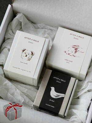 [무료선물포장] allgray gift set 04 _ 래빗캔들 + 베어캔들 + 인센스홀더 기프트세트