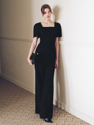 XENA Square-neck jumpsuit (Black)