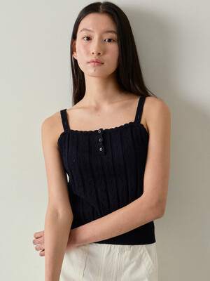 cotton eyelet knit top (navy)