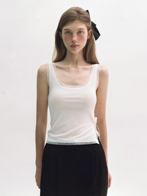 [단독]MESH SATIN RIBBON SLEEVELESS SHIRT_TT5S217IV