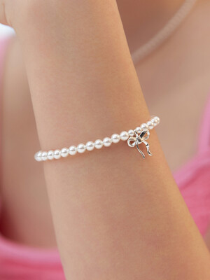 (925실버) Pearl Bow 스와로브스키 진주 리본 은 팔찌