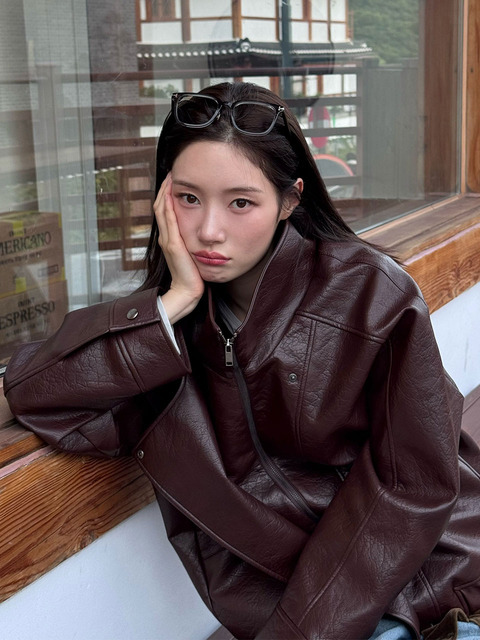 온앤온 하이넥 포켓 레더 점퍼 NEL6XM206_6I