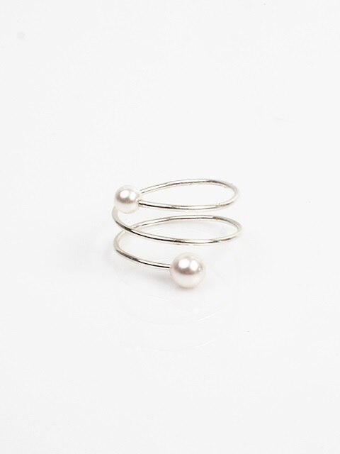 TWISTER 3LINE PEARL SILVER RING [DL16SSRG03SVF]