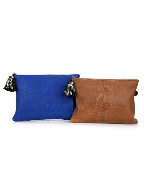 POP UP CLUTCH BLUE/BROWN