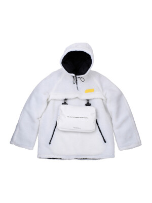 [UNISEX] ``EMT Bag`` Anorak Faux-Shearling Coat (White)
