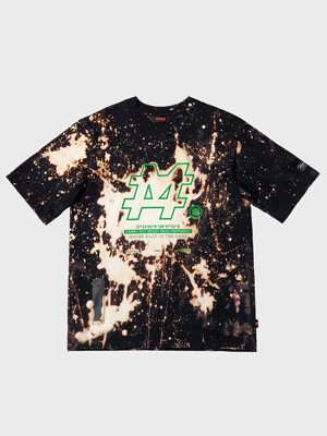 Black Hand-Bleached Mashtag print T-Shirt