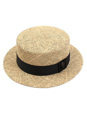 Bau Flat Short Panama Hat BK 라피아햇