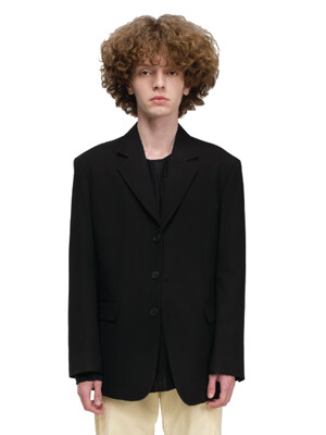 WOOL 3-BUTTON OVERSIZED JACKET_[BLACK]