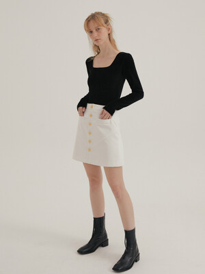 Golden Corduroy Skirt_clean ivory