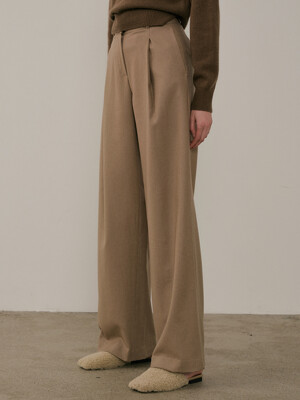 comos610 merino wool wide pants (beige)