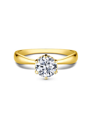 solitaire round heart ring(yellow gold)