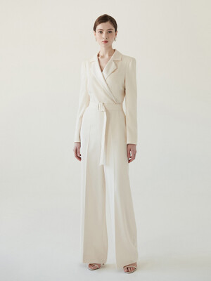 REVE Tailored collar slim-fit jumpsuit (Cream)