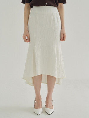 FJD WRINKLE PANEL LONG SKIRT IVORY