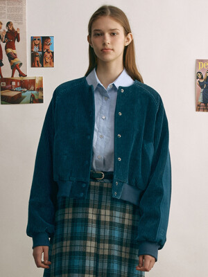 TEDDINGTON Velvet corduroy blouson jumper (Pink/Navy)