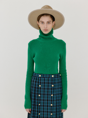 VERNA Turtleneck Knit Pullover - Green
