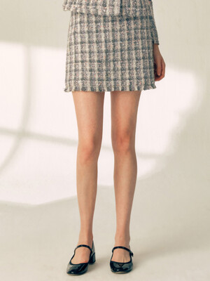 RITA H-line tweed wool mini skirt (Deep gray)