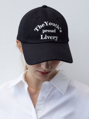 EMBROIDERY SLOGAN COTTON BALL CAP_BLACK