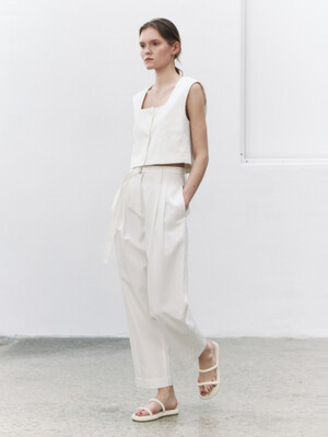 Linen belted pants (white)