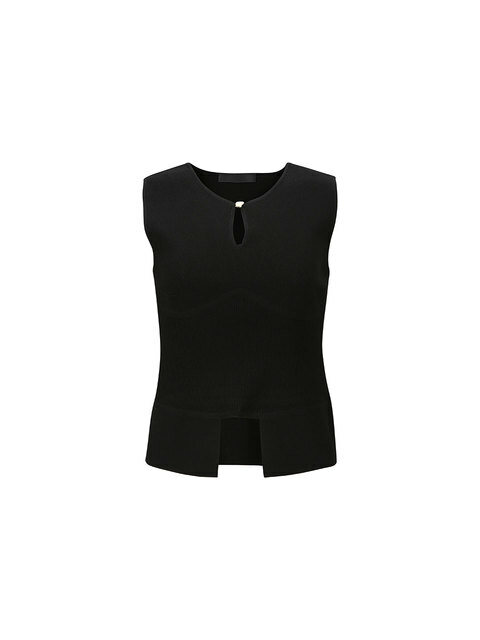니트 - 와이씨에이치 (YCH) - SLEEVELESS KNIT TOP (BLACK)
