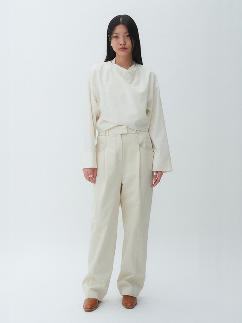 팬츠 - 오스더 (osthe) - Round Stitch Pintuck Pants_Cream