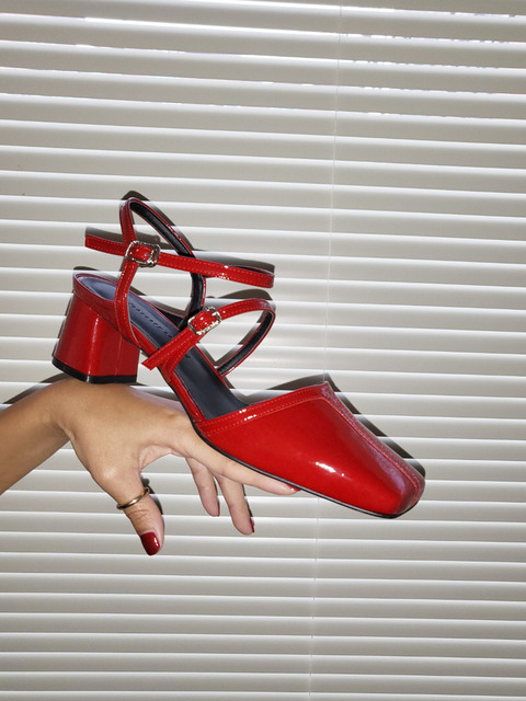 샌들,펌프스 - 페브러리 세컨드 (february second) - Oblique square slingback Red