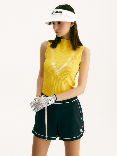 니트,골프,골프 - 포트메인 (PORT MAYNE) - SHEVRON MOCK-NECK KNIT VEST - YELLOW