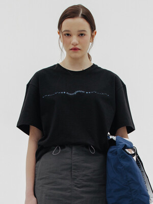 웨이브 로고 숏슬리브 티셔츠(블랙)