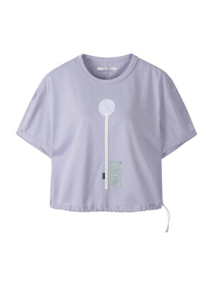 Patchwork Crop Shirring T-shirt_RJTAM23706PPX