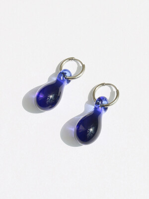 Glass Water Drop Earring - Blue