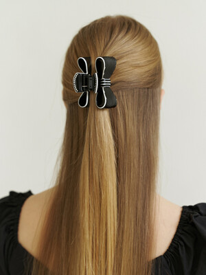 swarovski cubic stripe ribbon claw (middle, black)