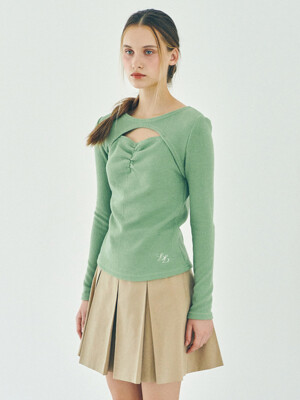 SARAH Heart Shirring Cutout T-Shirt(사라)_01