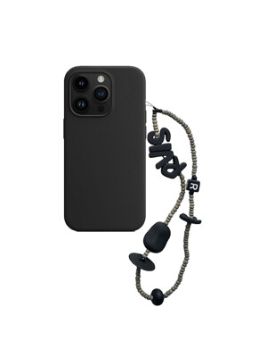 thin beads phone strap wood grey