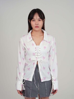 Ribbon Eyelet Shirt wh