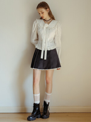 Cest_Double-layered pleated skirt
