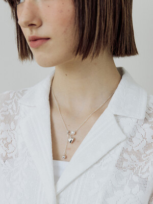 heart ball silver Necklace (담수진주+925silver)