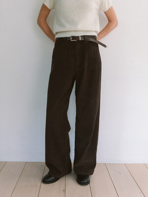 Corduroy Wide Fit Pants - Brown